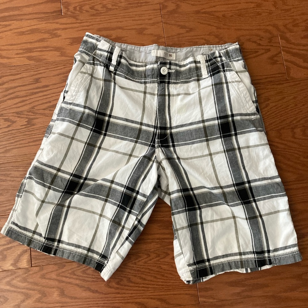 Shorts Route 66 cargo Men’s Size 34 Black & White Plaid